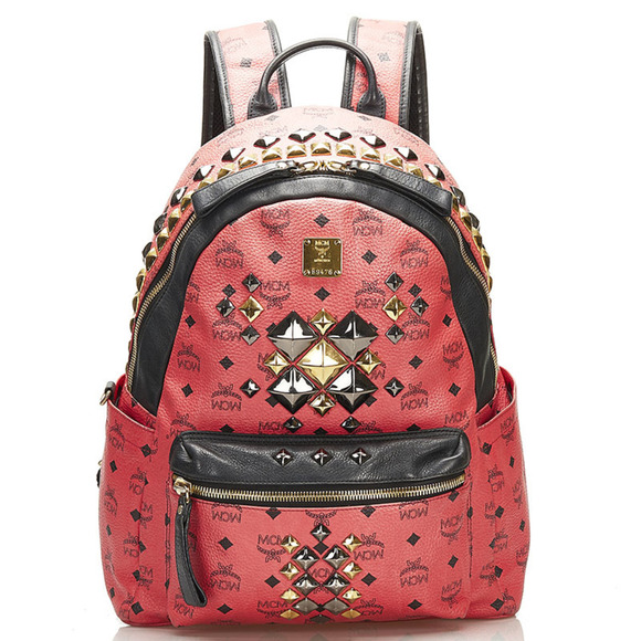 MCM Bags Mcm Visetos Glam Studded Rucksack Backpack Pink Pvc